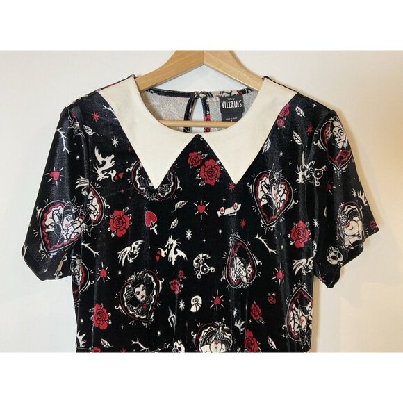 Torrid Disney Villains Skater Dress Black White Red Size 1 - Picture 2 of 5